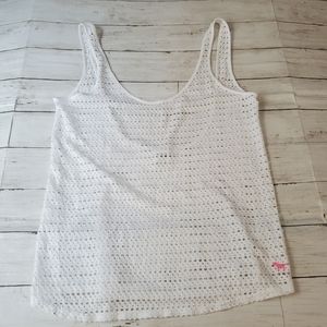 Pink victoria's secret swim‎ cover tank laser cut white